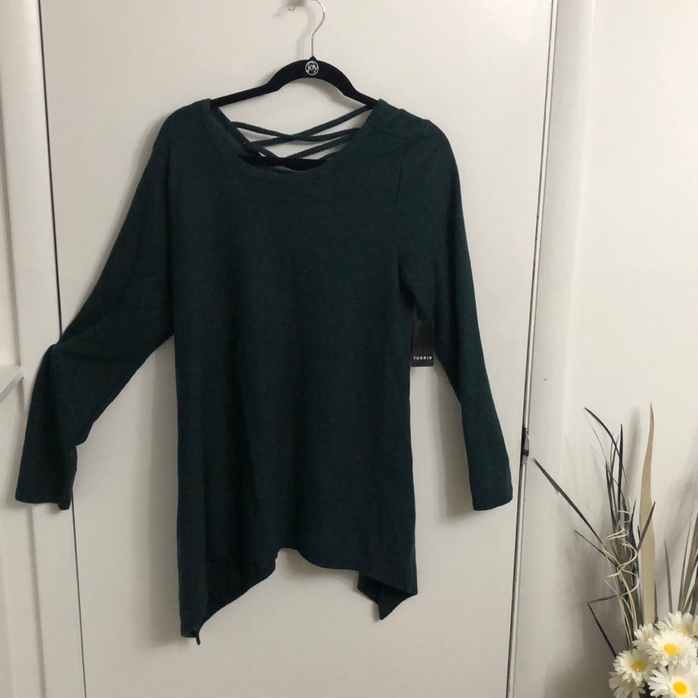 Torrid | Teal Hacci lace up back tunic | size 1